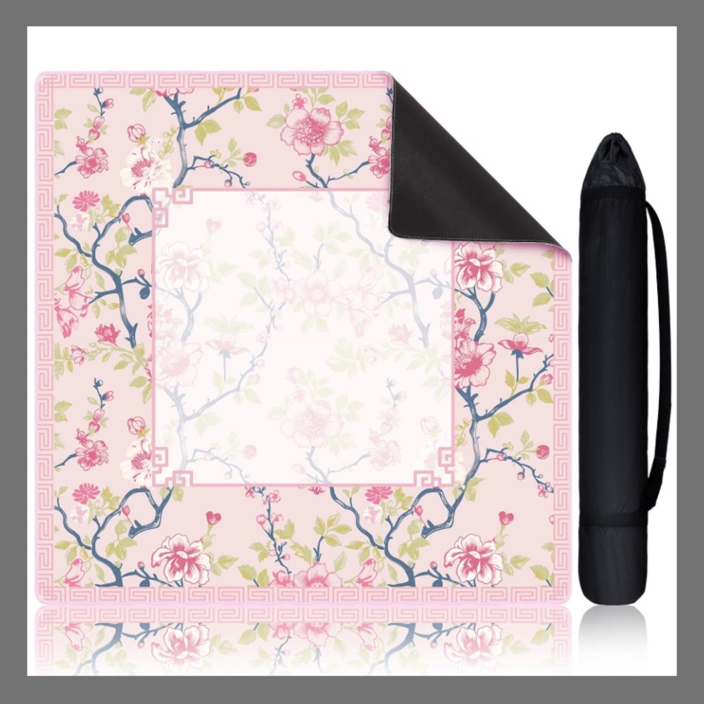 Floral Pink and Mahjong Game Mat